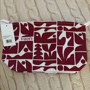 Vuori Burgundy and White Graphic Pouch